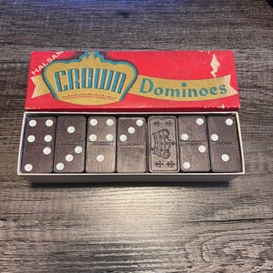 Vintage Rare Crown Dominoes Complete Double Six Set - 1950s - Original Box - Brilliant Condition