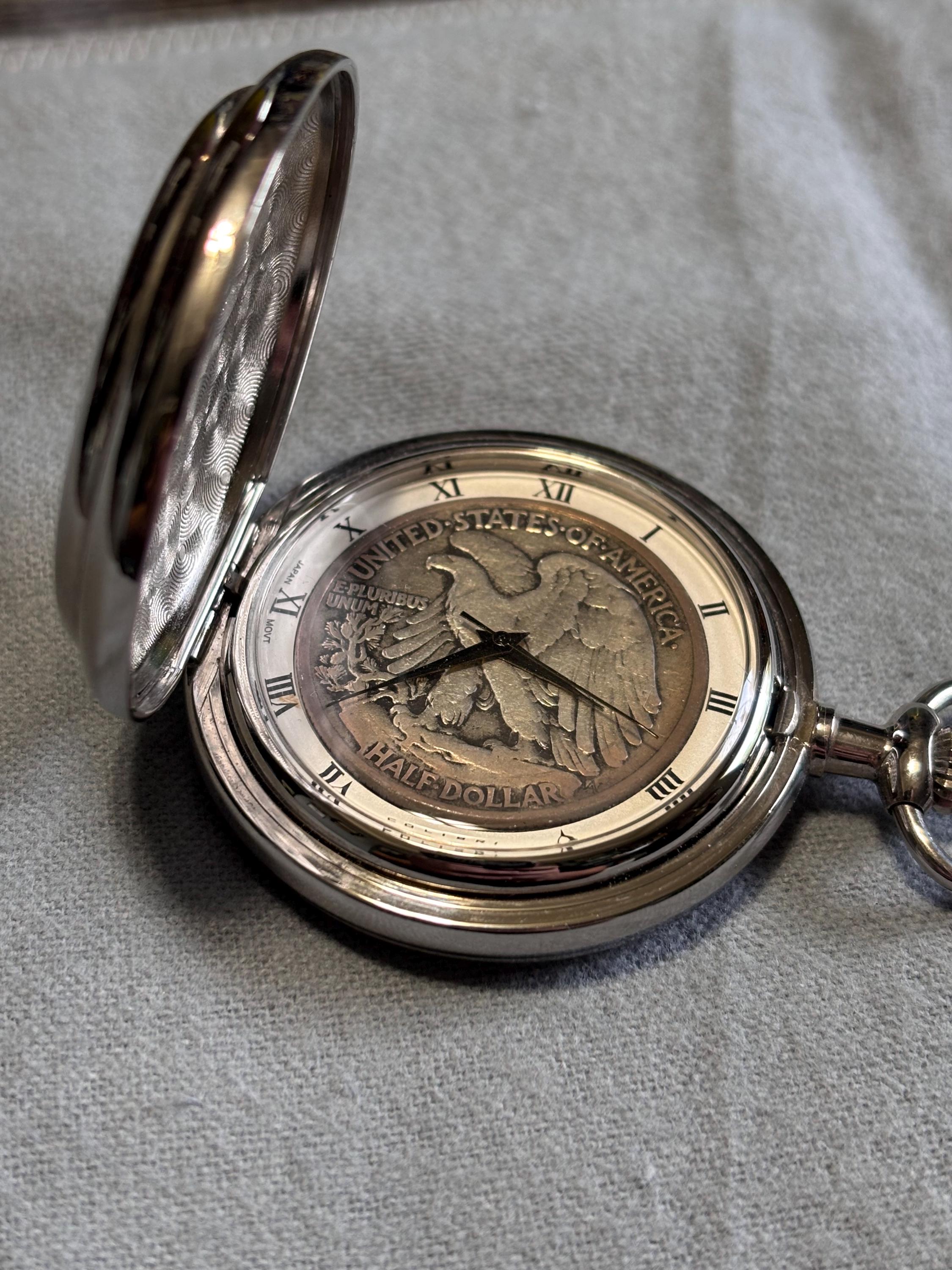 Vintage Colibri Walking Liberty Coin Half Dollar Pocket Watch Working Vintage Pocket Watch Colibri - Etsy main image 2