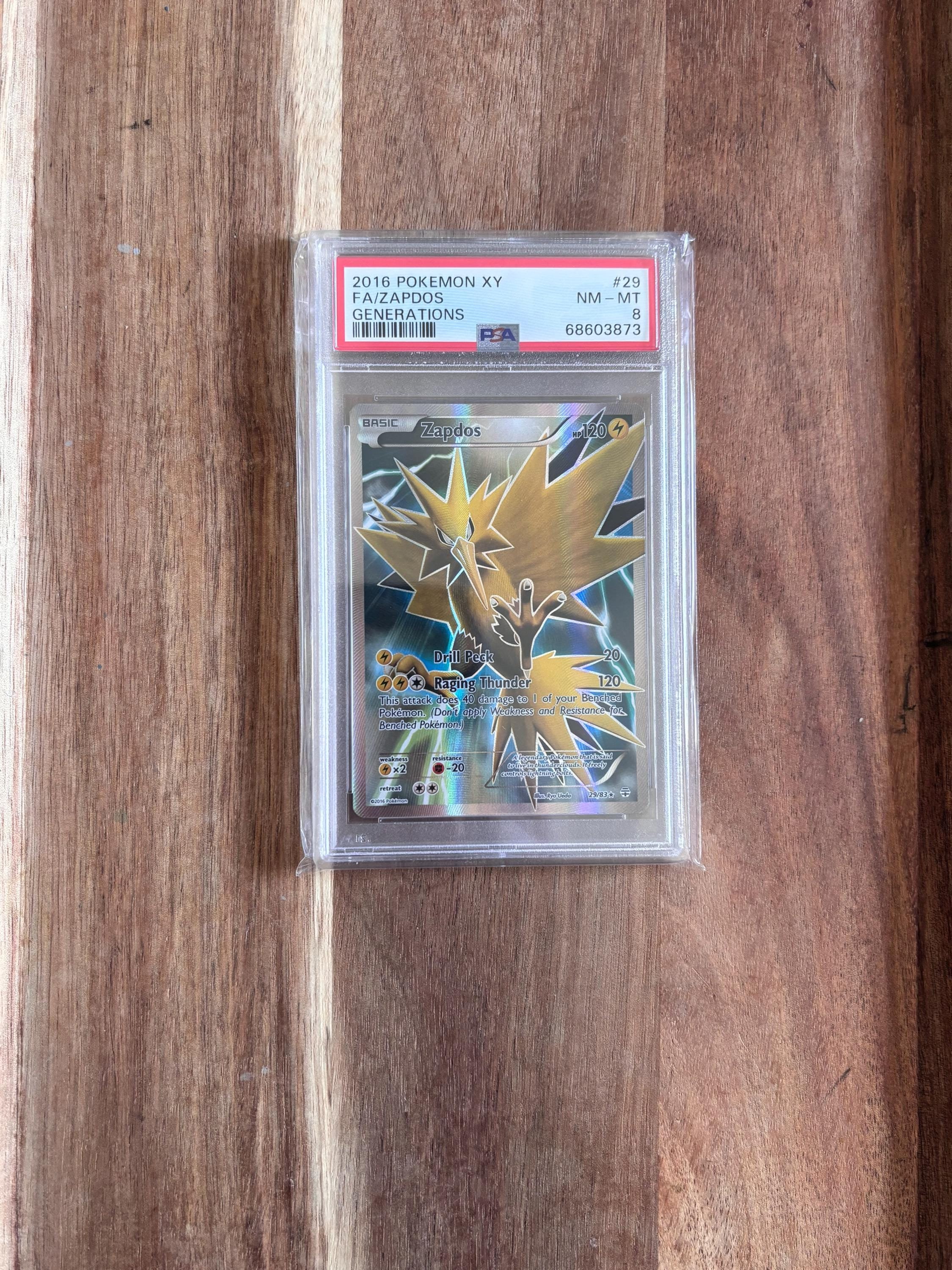 Zapdos Full Art Holographic XY Generations Pokmon PSA 8 Rare, Excellent Collectible Trading Card Zapdos Full Art Holographic XY Generations Pokmon PSA 8 Rare, Excellent Collectible Trading Card