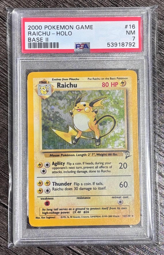 raichu holographic pokemon card RAICHU - 14/62 - Fossil Set - Holo - Pokemon Card - Exc / Near Mint -  Vintage