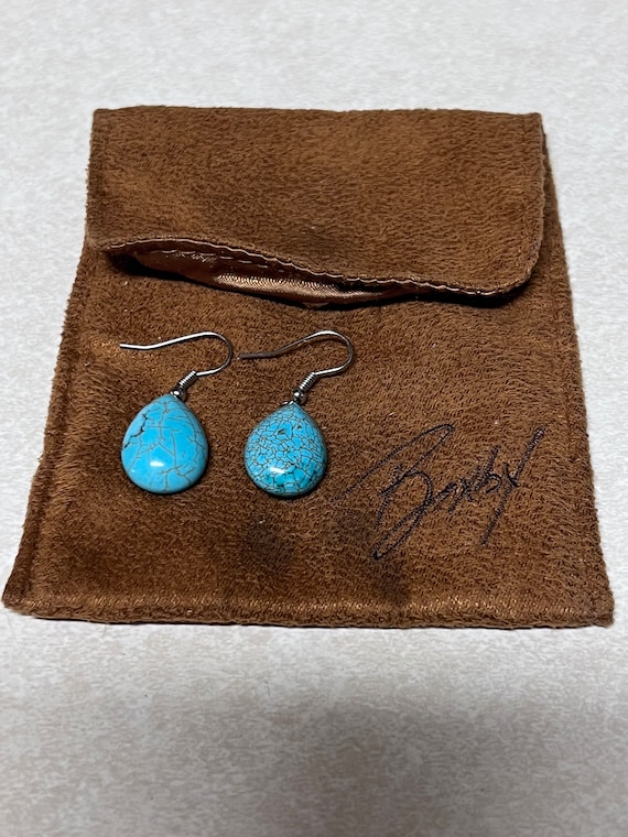 Exquisite Hand Made Sky-Blue Turquoise Teardrop Ea