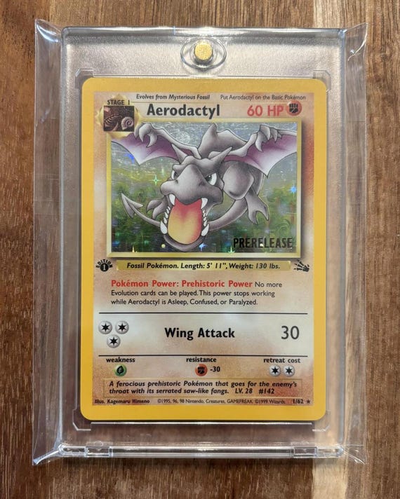first edition aerodactyl pokemon card Grail Acquired! Alex's Fossil and Mysterious Fossil collection - My Collection Holo Rare Retreat cost Aerodactyl (1/62) - Fossil 1st