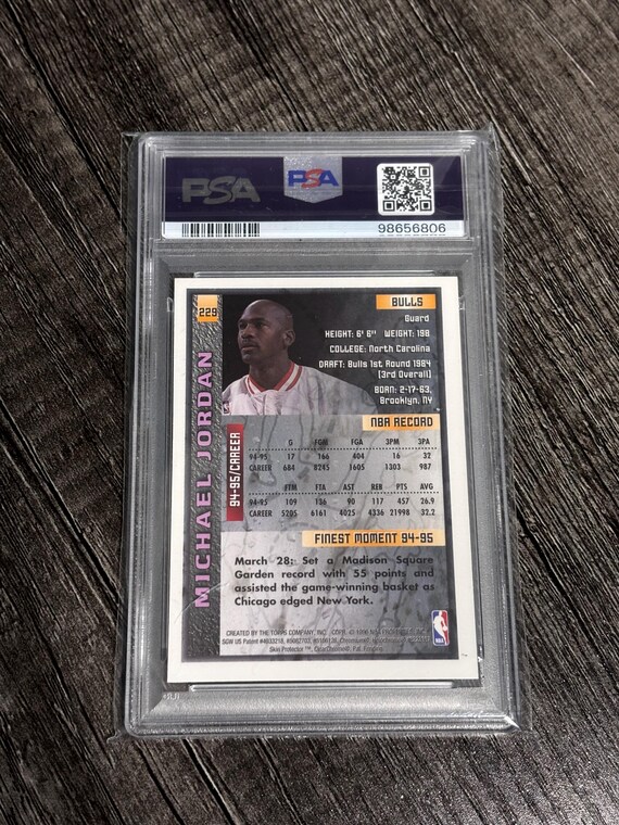 1995 Topps Finest Michael Jordan #229: Chrome Basketball Card (PSA