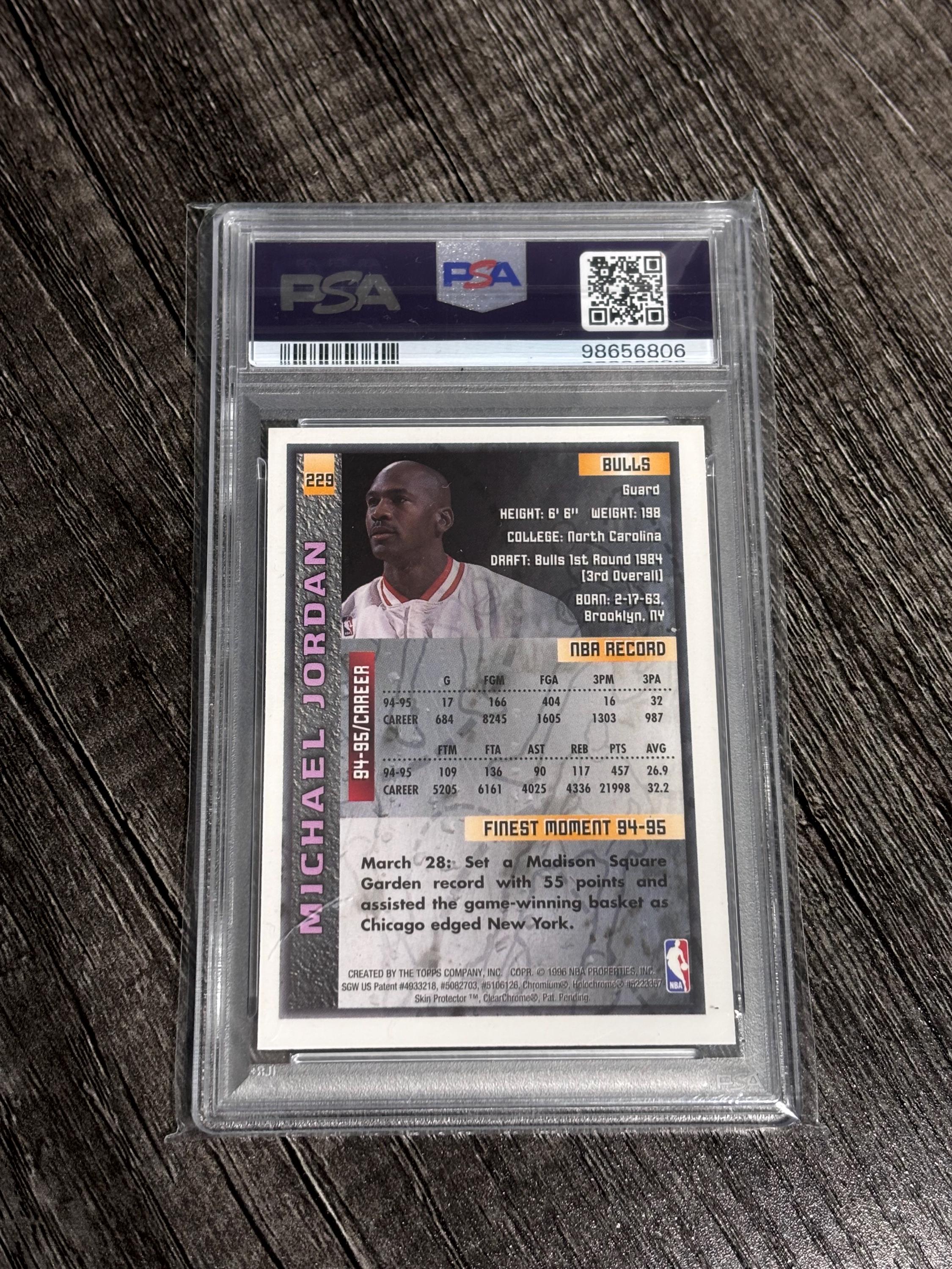 1995 Topps Finest Michael Jordan #229: Chrome Basketball Card (PSA 