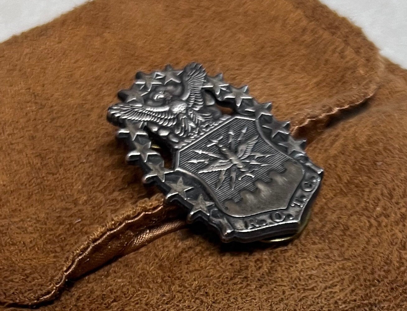 Vintage US Army ROTC Garrison Large Silver Hat Badge - Honoring ...