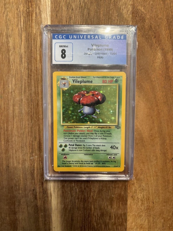 1999 Vileplume Holographic Jungle Unlimited CGC 8  High-Grade Vintage  Pokmon Card Collectible