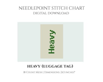 Heavy Needlepoint Luggage Tag Stitch Chart Digital Download