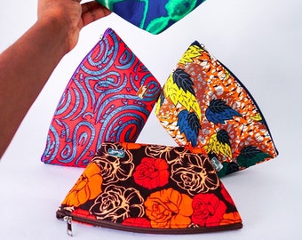 African Beauty bag/ Wax print Pouch bag / Gift for her / African bag accessories / handmade pouch