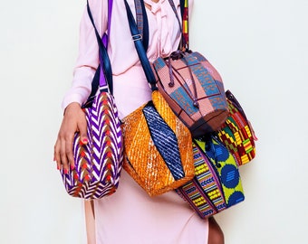 Longo African prints bag, Ankara prints bucket bag, handmade African bag, colourful women bag, wax prints women handbag, best African bag