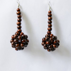 African earrings, Dangling earrings,beaded wood earrings, ethically made earrings, recycled accessories image 8