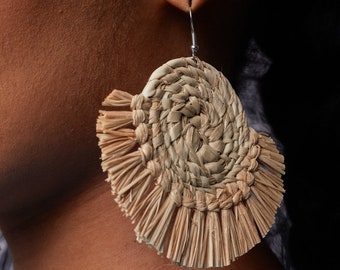 Rattan African earrings | Handmade earrings for her | Statement earrings gift for her | Beach style earrings