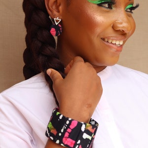 Passende Ohrringe und Armreif im Set Stilvolle afrikanische Drucke passende Set für sie tolles Geschenk für sie Bild 4