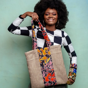 Reversible African print tote bag | Boho tote bag | Colourful bag | African print beach bag | Cotton shopping tote|  Reusable medium tote ba