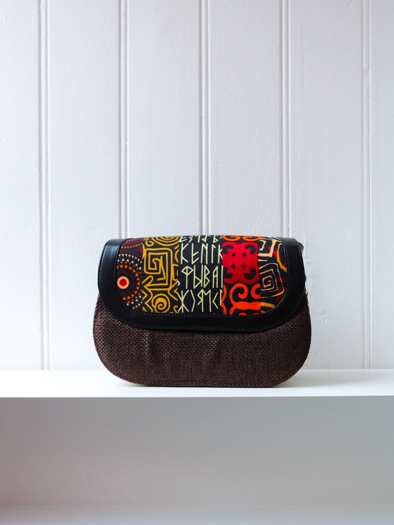 Etsy Designs Awards 2021 Finalist /African crossbody bag/ Wax prints pouch/Stylish African Handbag Women crossbody bags African prints bag Dark Brown -Afrikana