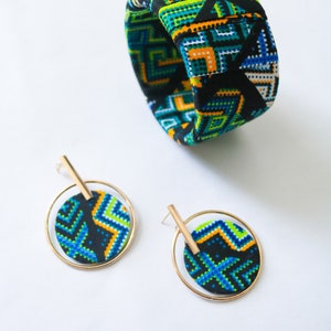 Matching Earrings and bangle set Stylish African prints matching set for her amazing gift for her Green set