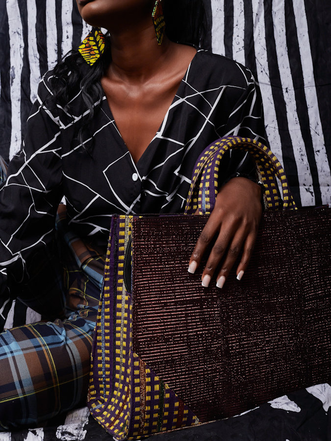 Aso-oke Handmade Boxy bag / Silk woven prints box bag / Ethical Bag / Multicolour bag for her / Women handmade bag / Modern African bag