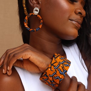 Matching Earrings and bangle set Stylish African prints matching set for her amazing gift for her zdjęcie 6