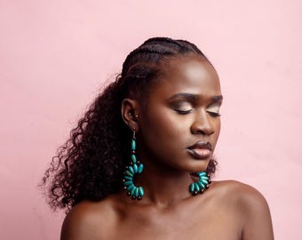 African earrings, Dangling earrings,beaded wood earrings, ethically made earrings, recycled accessories