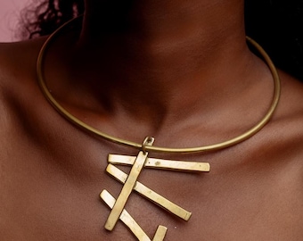 African brass choker | Statement necklace for women| Golden choker for her | Gift under 100 for women | African necklace | Special accessory