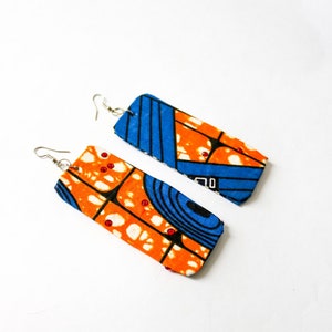 Dangling Didi Ankara prints earrings Earrings for her festival earrings Blue- orange