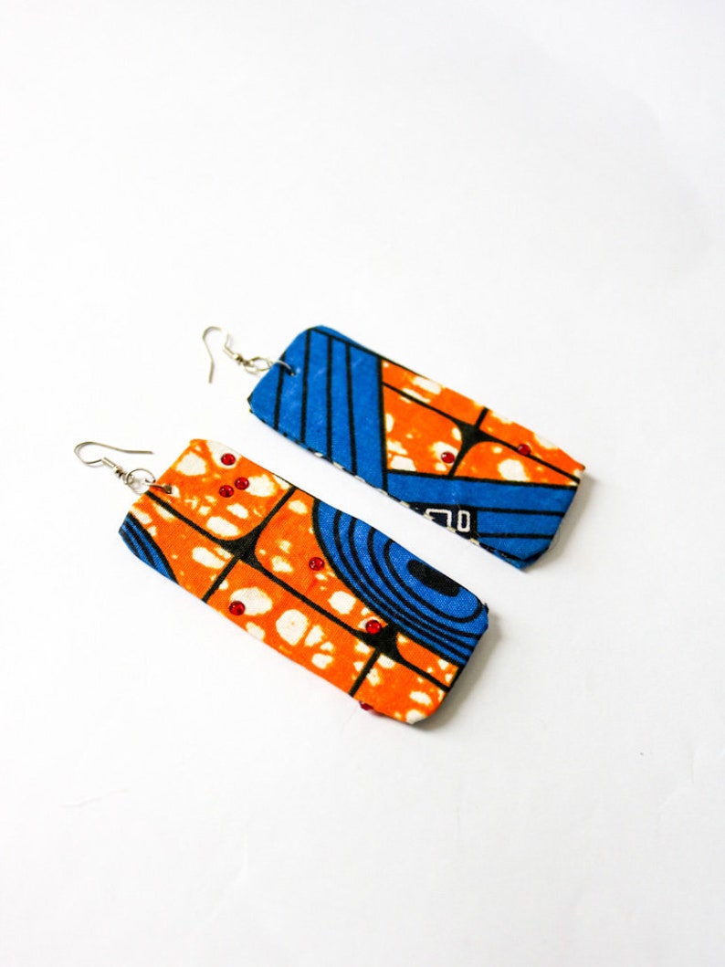 Dangling Didi Ankara prints earrings Earrings for her festival earrings Blue- orange