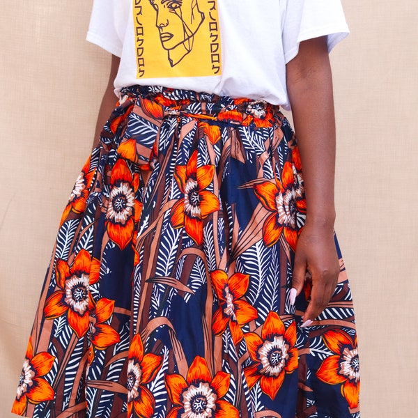 African print skirt| 100 % cotton Wax print skirt | Ankara skirt  | Elegant summer skirt | Handmade Skirt for her