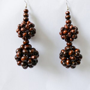 African earrings, Dangling earrings,beaded wood earrings, ethically made earrings, recycled accessories image 6