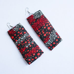 Dangling Didi Ankara prints earrings Earrings for her festival earrings Black and red print