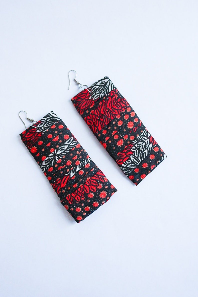 Dangling Didi Ankara prints earrings Earrings for her festival earrings Black and red print