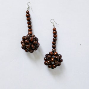 African earrings, Dangling earrings,beaded wood earrings, ethically made earrings, recycled accessories image 5