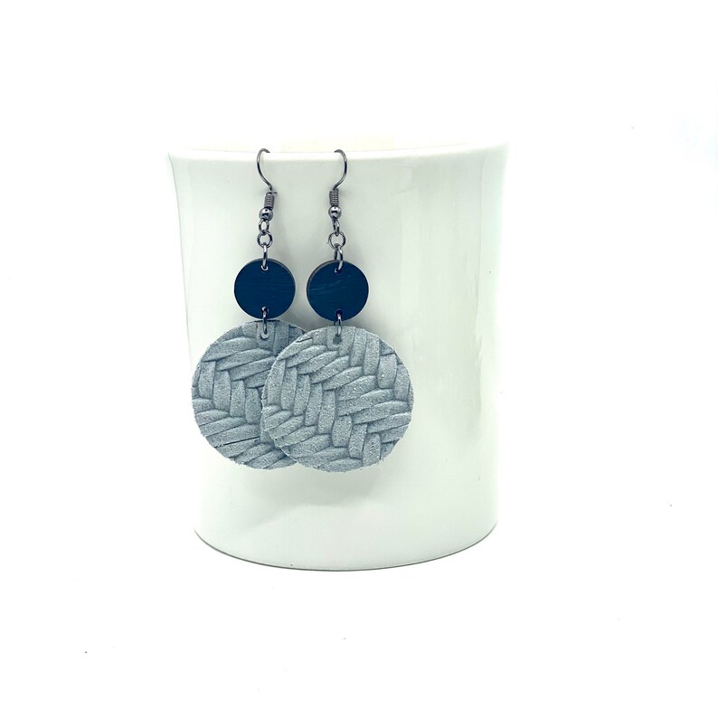 earrings gifts for her Leather Dangle Earrings wood earrings colorful earrings suede leather braided Multiple colors