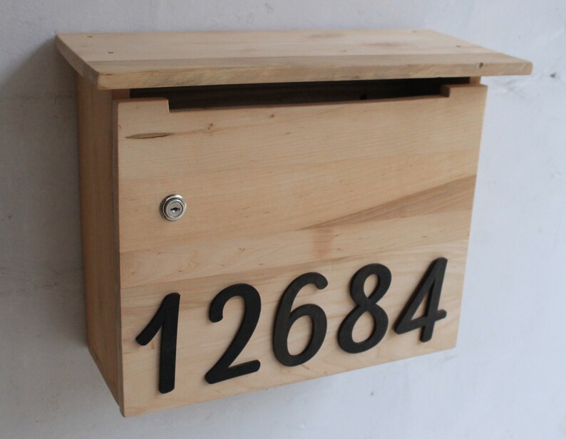 Wood wall mount mailbox wooden mailbox wall mount modern Etsy