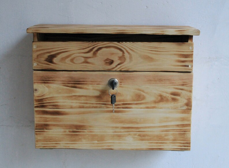 Wall mounted mailbox briefkasten holz wood modern mailbox Etsy