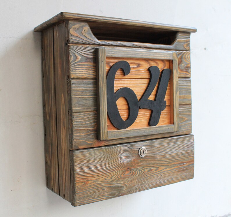 Wall mount mailbox wood wall mounted mailbox briefkasten Etsy