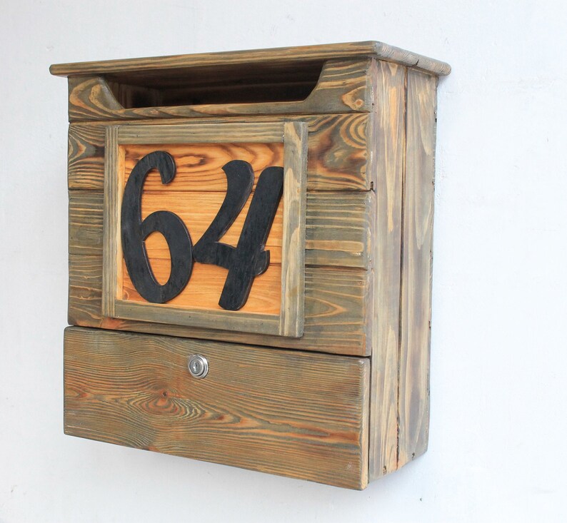 Wall mount mailbox wood wall mounted mailbox briefkasten Etsy