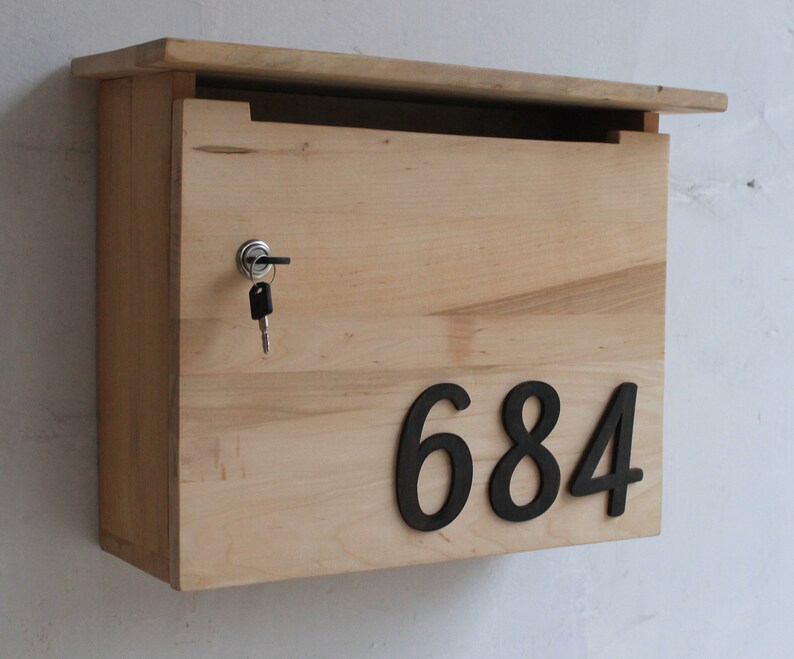 Wood wall mount mailbox wooden mailbox wall mount modern Etsy