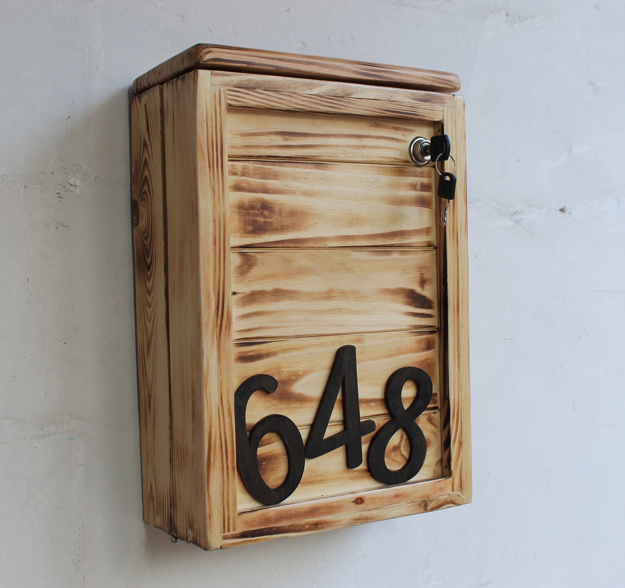 Mailbox wood rustic wall mounted mailbox mailbox with house Etsy