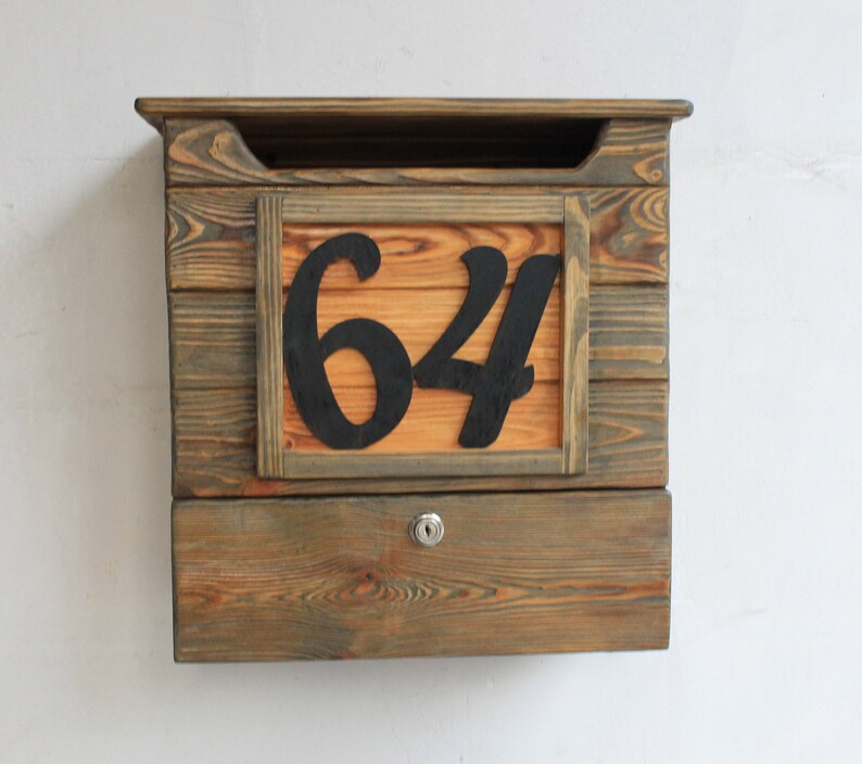 Wall mount mailbox wood wall mounted mailbox briefkasten Etsy