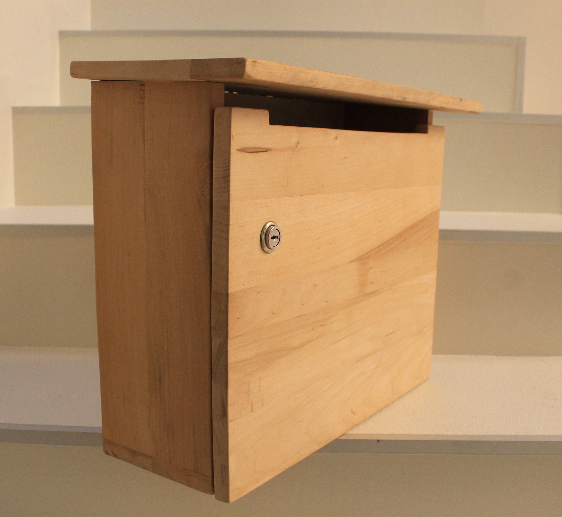 Wood wall mount mailbox wooden mailbox wall mount modern Etsy