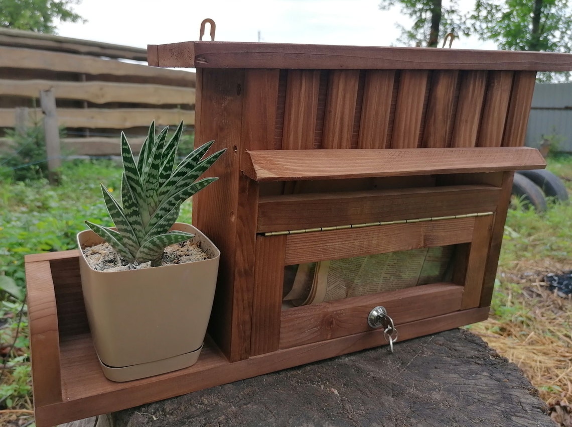 Wall mount mailbox wooden mail box wood wall mounted Etsy