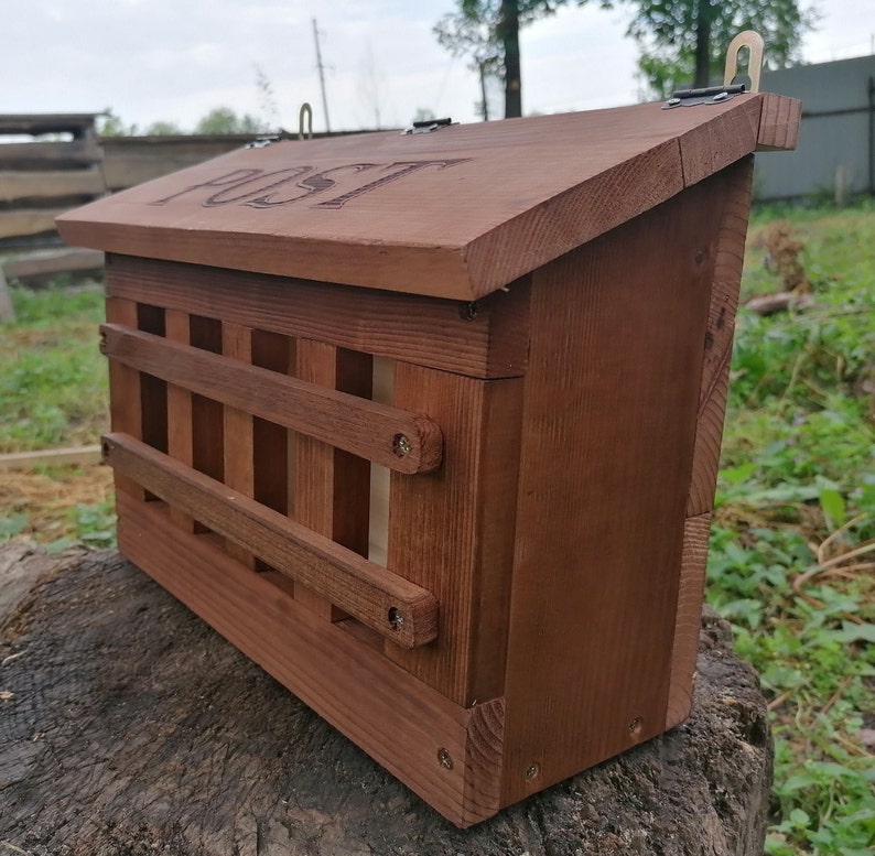 Wall mount mailbox wooden mail box wood wall mounted Etsy