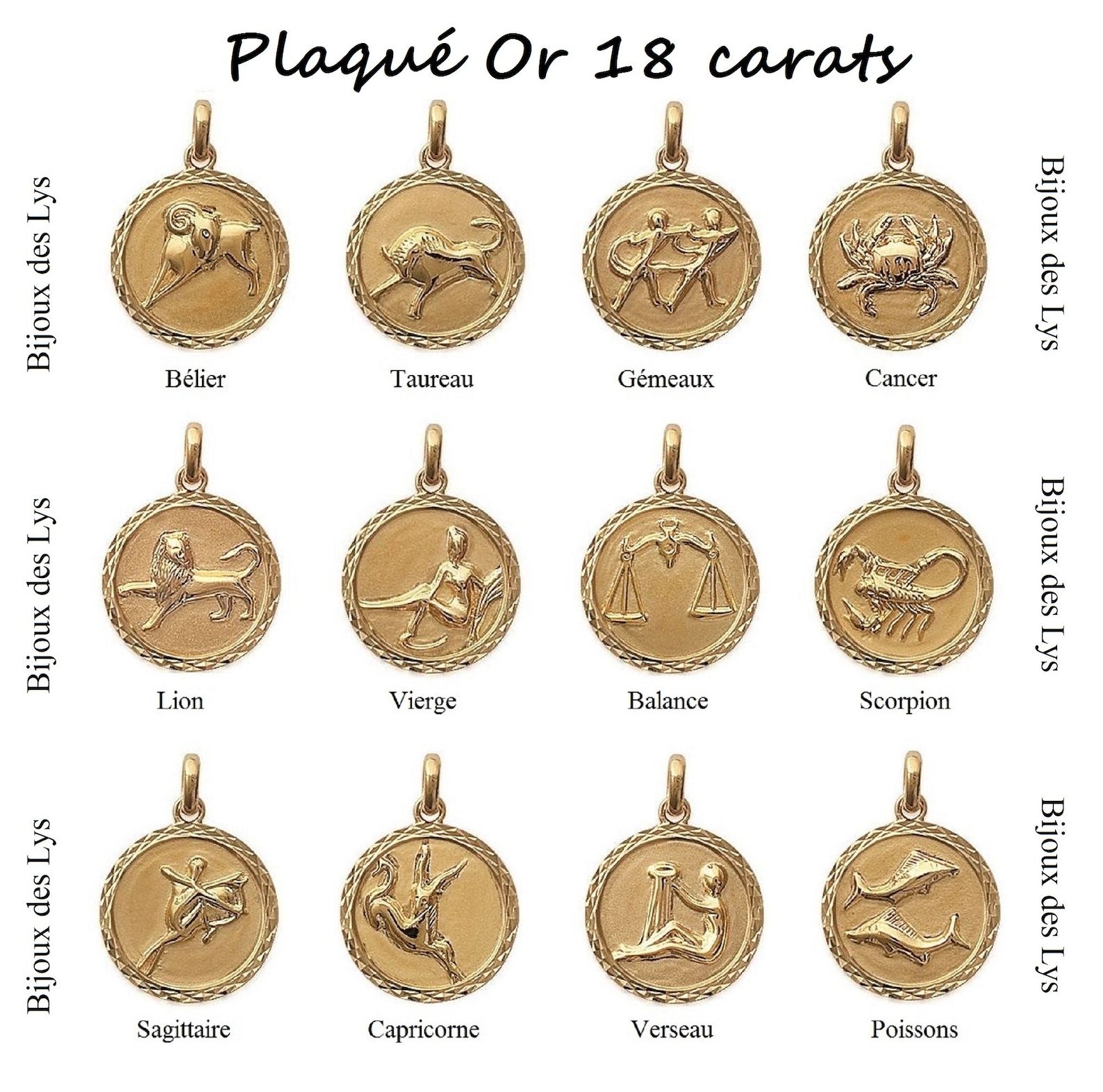 Constellations De Signes Du Zodiaque Dans Des Cercles Brillants Dorés