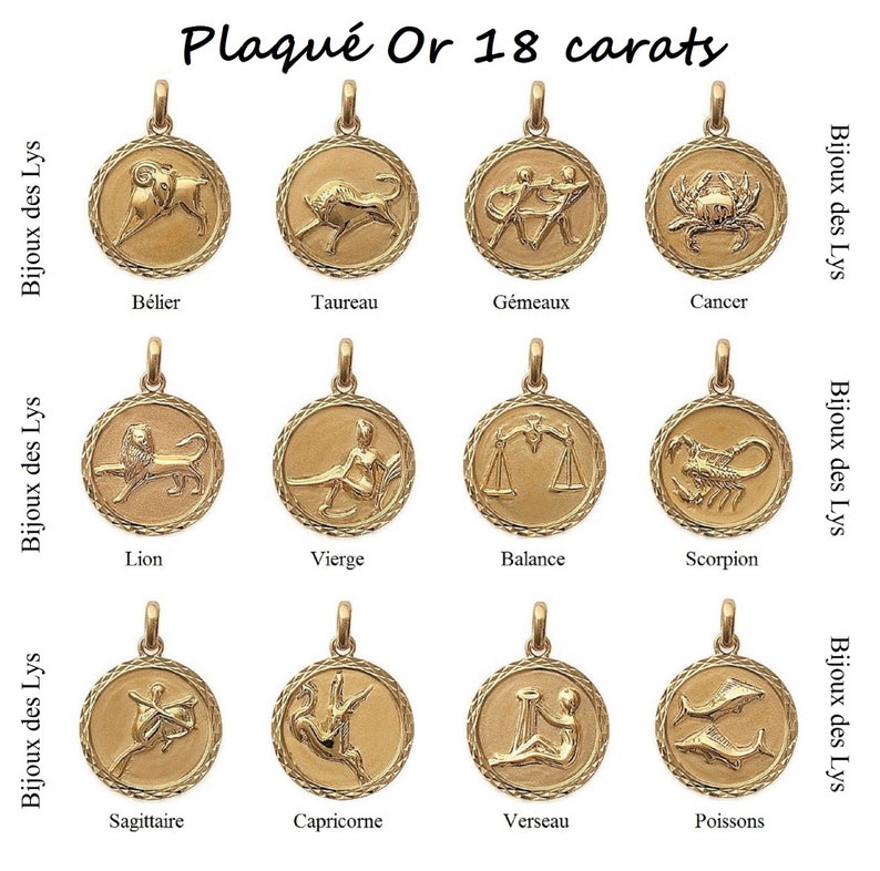 Pendentif Vierge Plaqué Or – Style égyptien – Signe Du Zodiaque