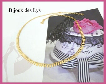 COLLIER PLAQUE OR, Ras du cou, collier à pampilles, collier minimaliste, bijou style Bohème