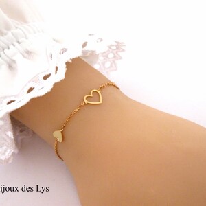 LIEWE - Bracelet 3 small HEARTS Gold plated 750/1000 - Minimalist jewelry - Gift for her