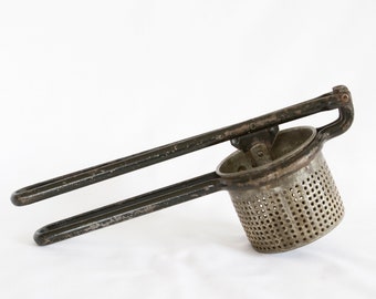 Pale Yellow Farmhouse Kitchen Vintage Potato RicerShabby Chic Kitchen Metal Vintage Potato Handheld RicerOld Farmhouse Metal Potato Masher