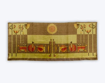Vintage tapestry, Wall hanging with abstract pattern, 1960s vintage wall tapestry in green