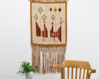 Vintage Eva Nemeth Tapestry | Small Mid-Century Handwoven Wool Wall Hanging, 1970s