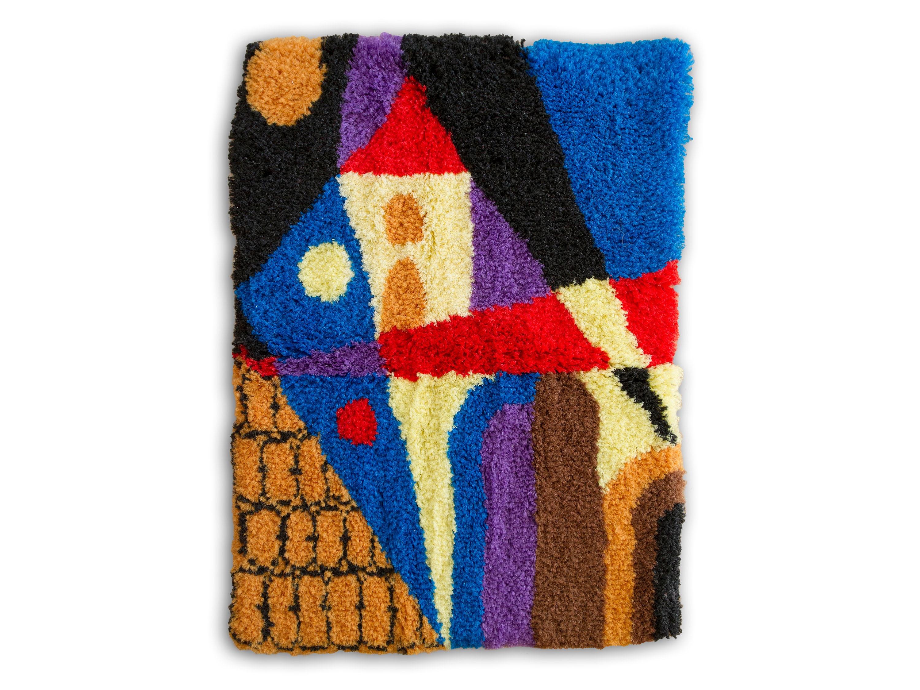 Vintage mid century wall hanging with abstract design, Handmade geometric tapestry 25" x 35"