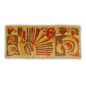 Mid century modern wall hanging, 60s tapestry with abstract pattern 29" x 68" Mid century abstract wall art